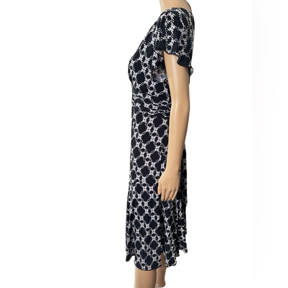 Cato Plus Size Black White Boho Hippie Whimsygoth Geometric Ruffle Peplum Dress - Picture 4 of 6